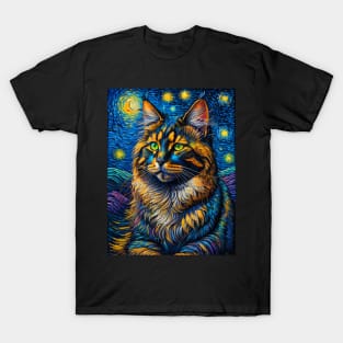 The Maine Coon Cat in starry night T-Shirt